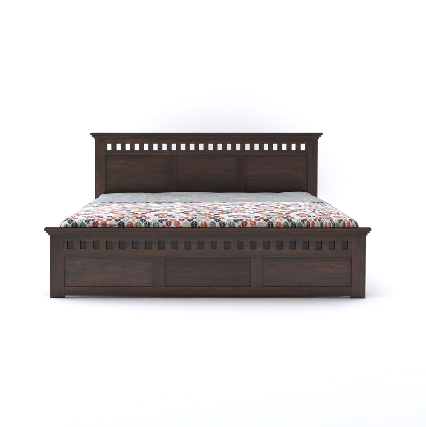 GHROYAL Sheesham Wood King Size Bed Without Storage for Bedroom Home W